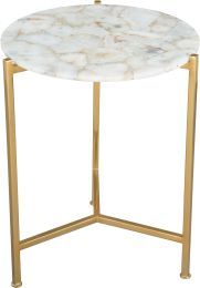 Haru Side Table (White & Gold) 