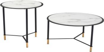 Set of 2 Davis Coffee Tables White & Black) 