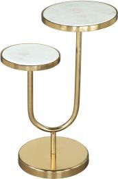 Marc Table d'Appoint (Blanc et Or) 