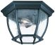 Outdoor 3-Light Matte Black Ceiling Flushmount with Seeded Glass