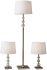 Olivia Floor and Table Lamp Set (Brushed Steel & Clear Acrylic Accents - 3 Piece)