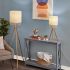 Melanie Table Lamp (Natural Wood Veneer & Antique Brass Accents)