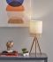 Melanie Table Lamp (Natural Wood Veneer & Antique Brass Accents)