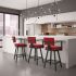 Akers Swivel Bar Stool (Red with Black Base)