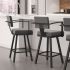 Akers Swivel Counter Stool (Grey with Black Base)