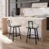 Staten Swivel Counter Stool (Off White with Black Base)