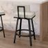 Staten Swivel Counter Stool (Off White with Black Base)