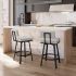 Staten Swivel Counter Stool (Light Grey with Black Base)
