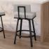 Staten Swivel Counter Stool (Light Grey with Black Base)