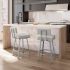 Staten Swivel Counter Stool (Light Grey with Shiny Grey Base)
