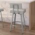 Staten Swivel Counter Stool (Light Grey with Shiny Grey Base)
