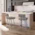 Staten Swivel Counter Stool (Silver Grey with Shiny Grey Base)