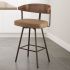 Quinton Swivel Counter Stool (Tan with Dark Brown Base)