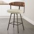 Quinton Swivel Bar Stool (Cream with Dark Brown Base)