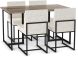 Bethany Table and Derry Chairs 5-Pieces Dining Set (Light Beige with White & Cream and Black Base)