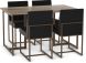Bethany Table and Derry Chairs 5-Pieces Dining Set (Light Beige with Charcoal Grey and Bronze Base)