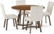 Tahina Table and Elmira Chairs 5-Pieces Dining Set (Light Brown with White & Cream and Bronze Base)