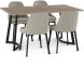 Danika Table and Harper Chairs 5-Pieces Dining Set (Light Beige with Light Beige & Grey and Black Base)