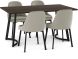 Danika Table and Harper Chairs 5-Pieces Dining Set (Dark Grey-Brown with Light Beige & Grey and Black Base)