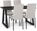 Kacey Table and Torres Chairs 5-Pieces Dining Set (Basalt with Light Grey and Black Base)
