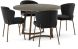 Josie Table and Camilla Chairs 5-Pieces Dining Set (Greyish-Brown with Charcoal Grey and Bronze Base)