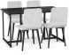 Mindy Table and Watson Chairs 5-Pieces Dining Set (Basalt with Grey & White and Black Base)