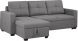  Sectional with Pull-Out Bed & Storage Chaise (Grey)