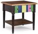 Holloway Side Table (Natural, Distressed Black & Multicolour)