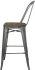 Rochelle Bar Stool (Set of 2 - Gunmetal With Metal Back And Solid Wood Seat)