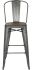 Rochelle Bar Stool (Set of 2 - Gunmetal With Metal Back And Solid Wood Seat)