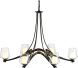 Oval Ribbon Chandelier (6 Arm - Dark Smoke & Clear Glass with Opal Diffuser)