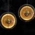Otto Sphere 5 Light Pendant (Black with Brass Accents & Clear Glass with Stainless Steel Mesh Tube)