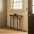 Wick Console Table (Bronze with Brown Wood Top)