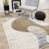 Serene Distressed Curvy Shapes Design Rug (Cream & Blue - 5'3x 7'10)