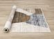 Serene Distressed Curvy Shapes Design Rug (Cream & Blue - 5'3x 7'10)