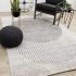 Swift Two Merging Circles Rug (Grey & White - 5'3x 7'7)