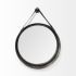 Northdale Wall Mirror (Round Black Metal Frame with Leather Strap Mirror)