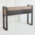 Carga Console Table (Black Metal Frame Brown Wooden Top with Storage)