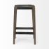 Nell Bar Stool (Black Metal Seat & Foot Rest With Brown Wood Legs)