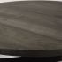 Triumph Coffee Table (Round Brown Solid Wood Top Black Metal Base)