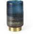 Tall - Blue Glass Antiqued Brass Bottom