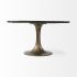 McLeod Dining Table (II - Round Brown Solid Wood Top Gold Metal Base)