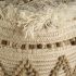 Caela Pouf (Beige & Brown Wool, Cotton & Felt Popcorn Stitch Square)