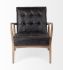 Phineas Accent Chair (Black Leather & Brown Wood)