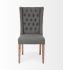 Mackenzie Dining Chair (Grey Plush Linen Covering with Ash Solid Wood Base)