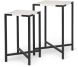 Lucas Nesting Accent Tables (III - Set of 2 - White Marble with Black Iron Frame Accent Tables)