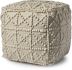 Leroy Pouf (Square Cream Wool with Popcorn Detail)