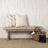 Greenfield Bench (Patterned Tan Upholstered Wood Frame)