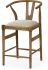 Trixie Counter Stool (Cream Upholstered Seat Brown Wood Frame)