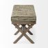Solis Bench (Brown Base Upholstered Beige & Black Stripe Seat)